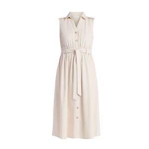 Time and Tru Beige Midi  Shirt Dress Size Large NWT